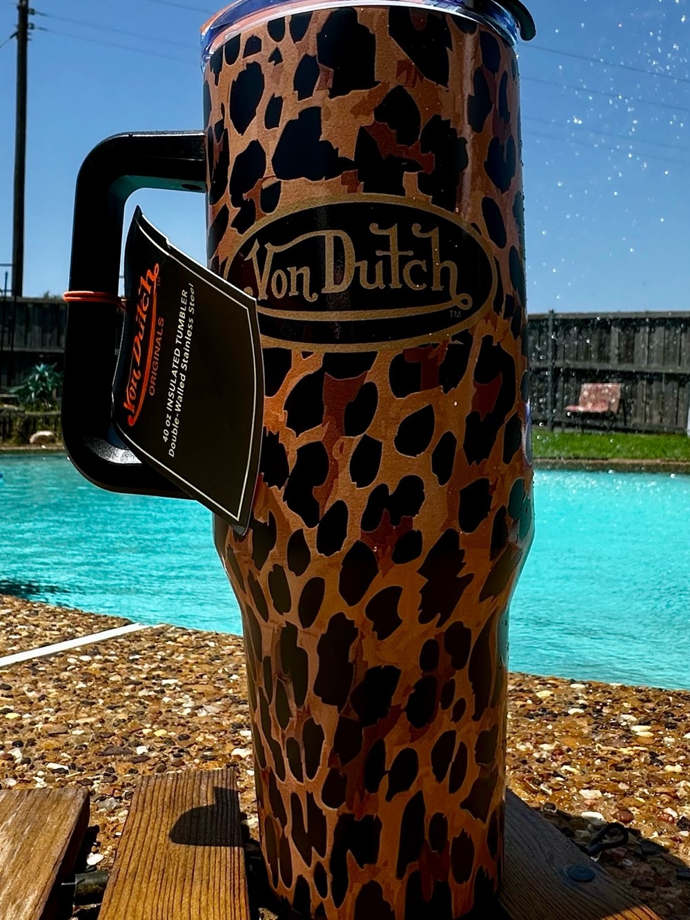 Von Dutch Leopard-Print Travel Tumbler - Brown & Black